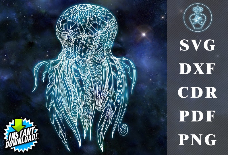 Download Jellyfish Zentangle Vector files Jellyfish Silhouette | Etsy