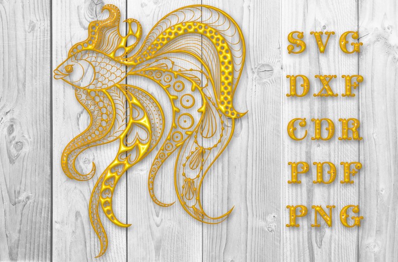 Download Gold fish Zentangle Vector files Silhouette Clipart | Etsy
