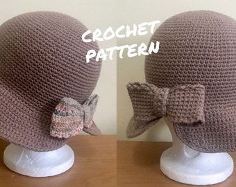 Cloche Hat with Bow - Crochet Pattern PDF