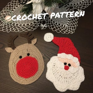 Santa & Rudolph Potholders - Crochet Pattern PDF