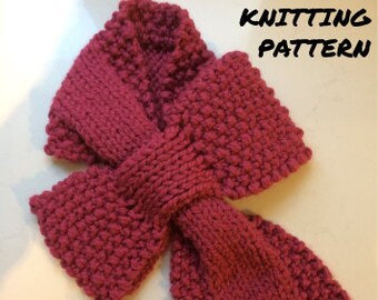 Bow Scarf - Knitting Pattern PDF