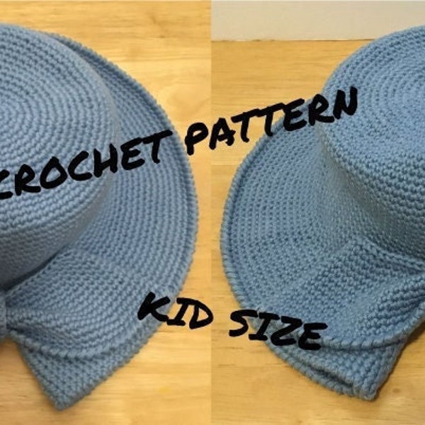 Kid-Size Sun Hat with Bow - Crochet Pattern PDF