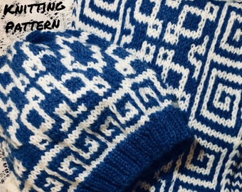Patrón de tejido en PDF para bufanda y gorro de porcelana china