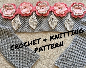 Irish Rose Scarf - Knitting & Crochet Pattern PDF