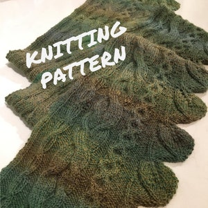 Lacy Leaf and Cabled Root Scarf - Knitting Pattern PDF