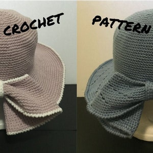 Sun Hat with Bow - Crochet Pattern PDF