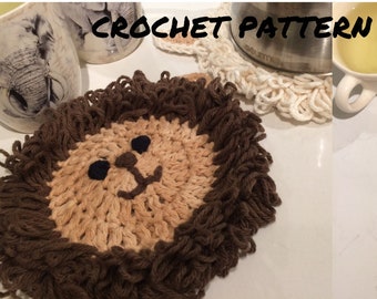 Dúo de agarraderas de cordero y león - Patrón de crochet PDF