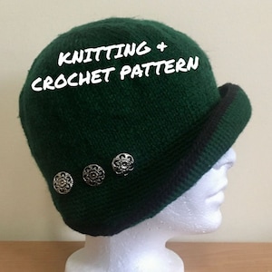 Vintage 1920s-Style Cloche Hat with Buttons - Knitting & Crochet Pattern