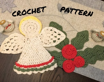 Agarraderas de Ángel y Acebo - Patrón de crochet en PDF