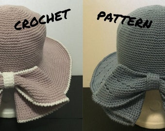 Sun Hat with Bow - Crochet Pattern PDF