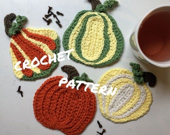 Pumpkin & Gourd Coasters - Crochet Pattern PDF