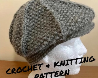 Gorra de repartidor de periódicos texturizada - Patrón de tejido y crochet en PDF
