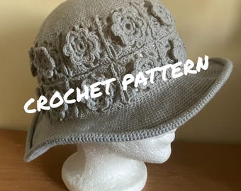Gorro con estampado floral - Patrón de ganchillo en PDF