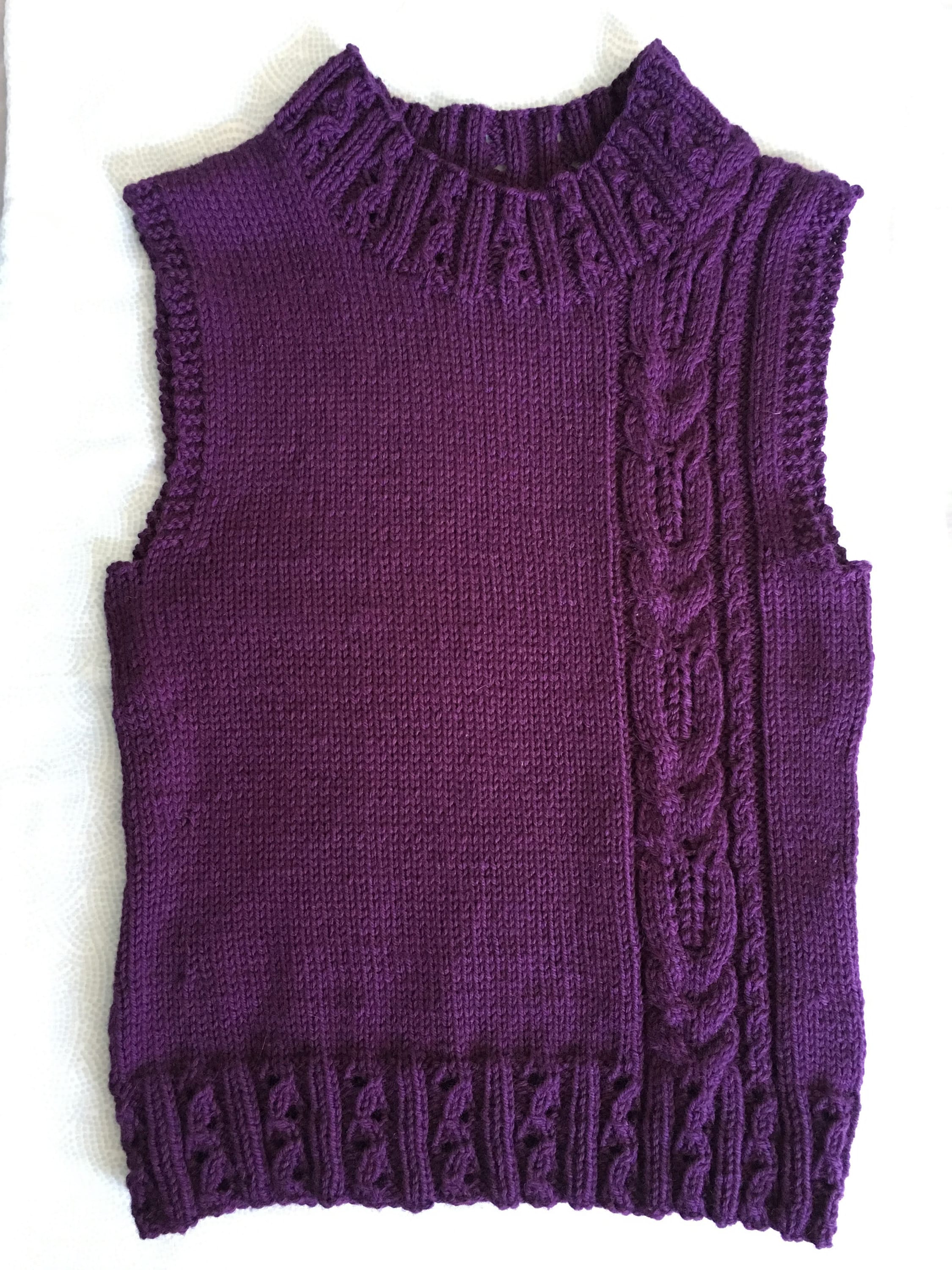 Onesided Cabled Vest Knitting Pattern PDF Etsy Canada