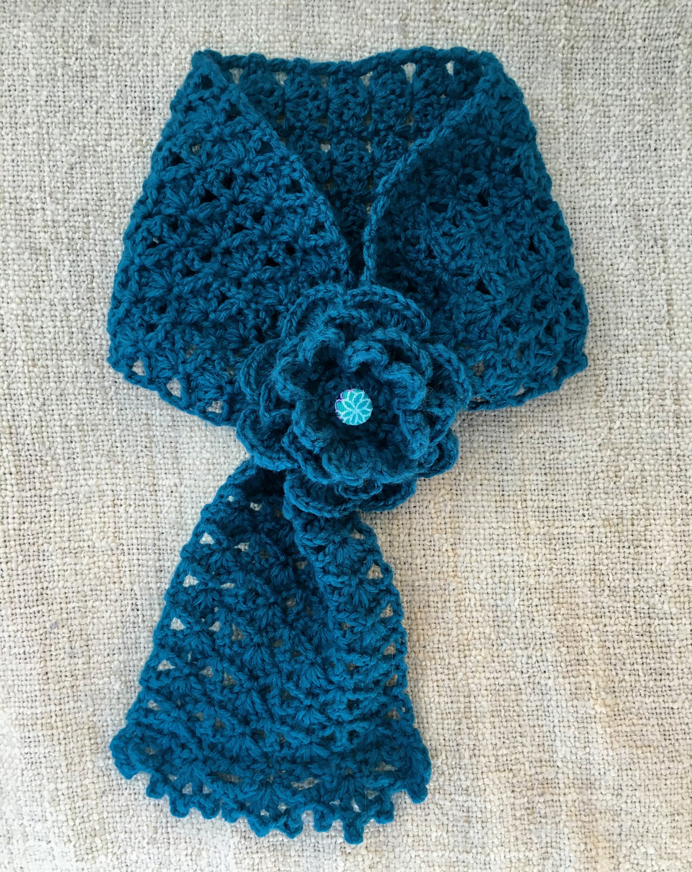 Flower Keyhole Scarf/ Ascot - Crochet Pattern PDF - Etsy