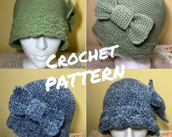 Winter Bow Hat - Crochet Pattern PDF