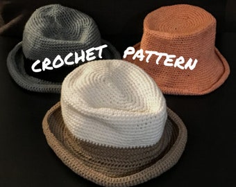 Fedora Hat in 3 Styles & 3 Sizes - Crochet Pattern PDF