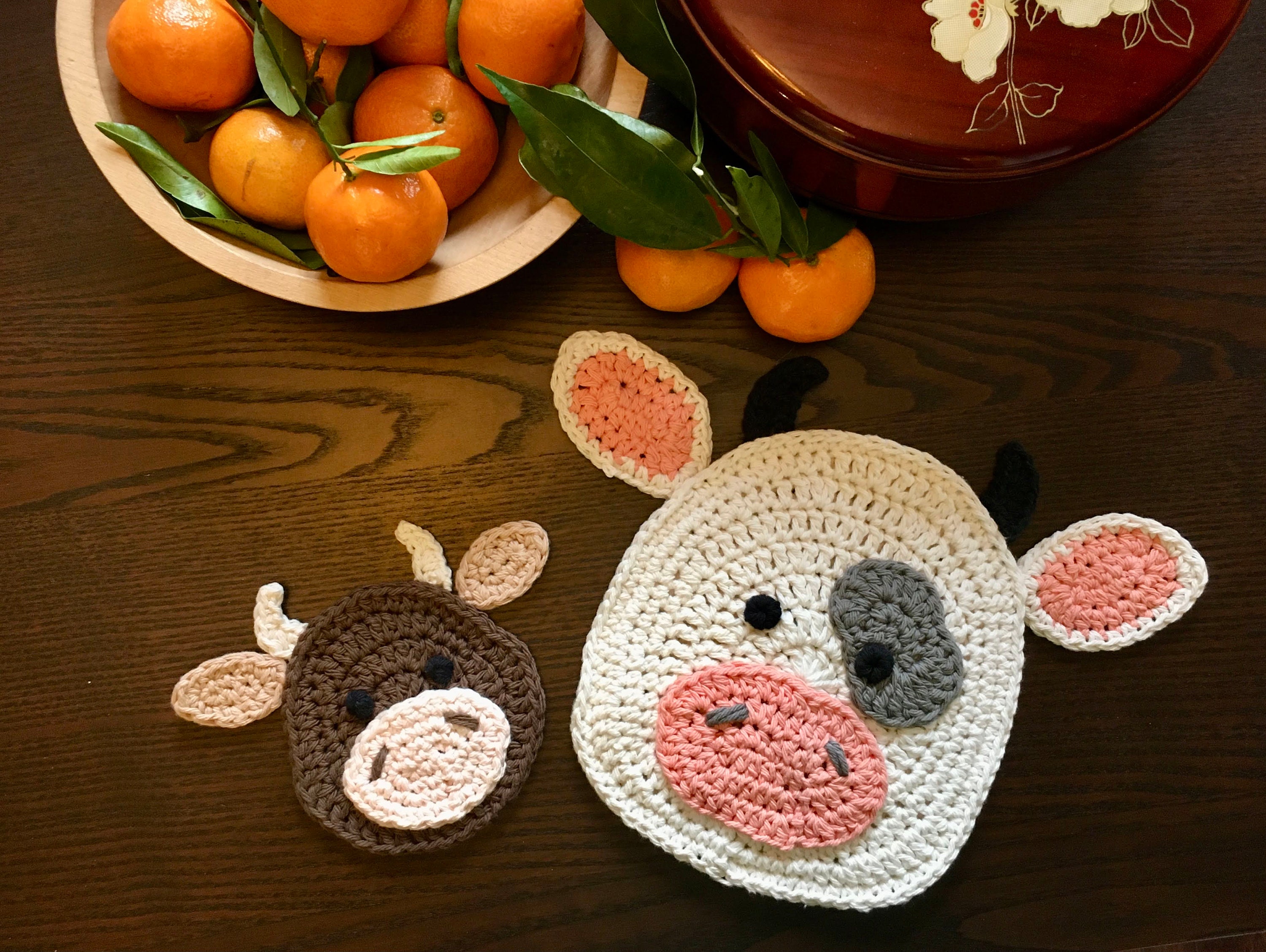 Moomoo Cow Potholder & Coaster Set Crochet Pattern PDF Etsy Canada