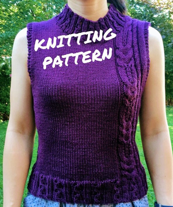 One-sided Cabled Vest Knitting Pattern PDF - Etsy Canada