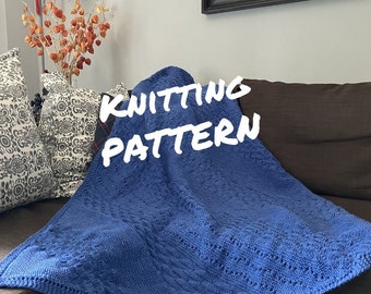 Corner to Corner Geometric Stripes Blanket (Throw & Baby Size) - Knitting Pattern PDF