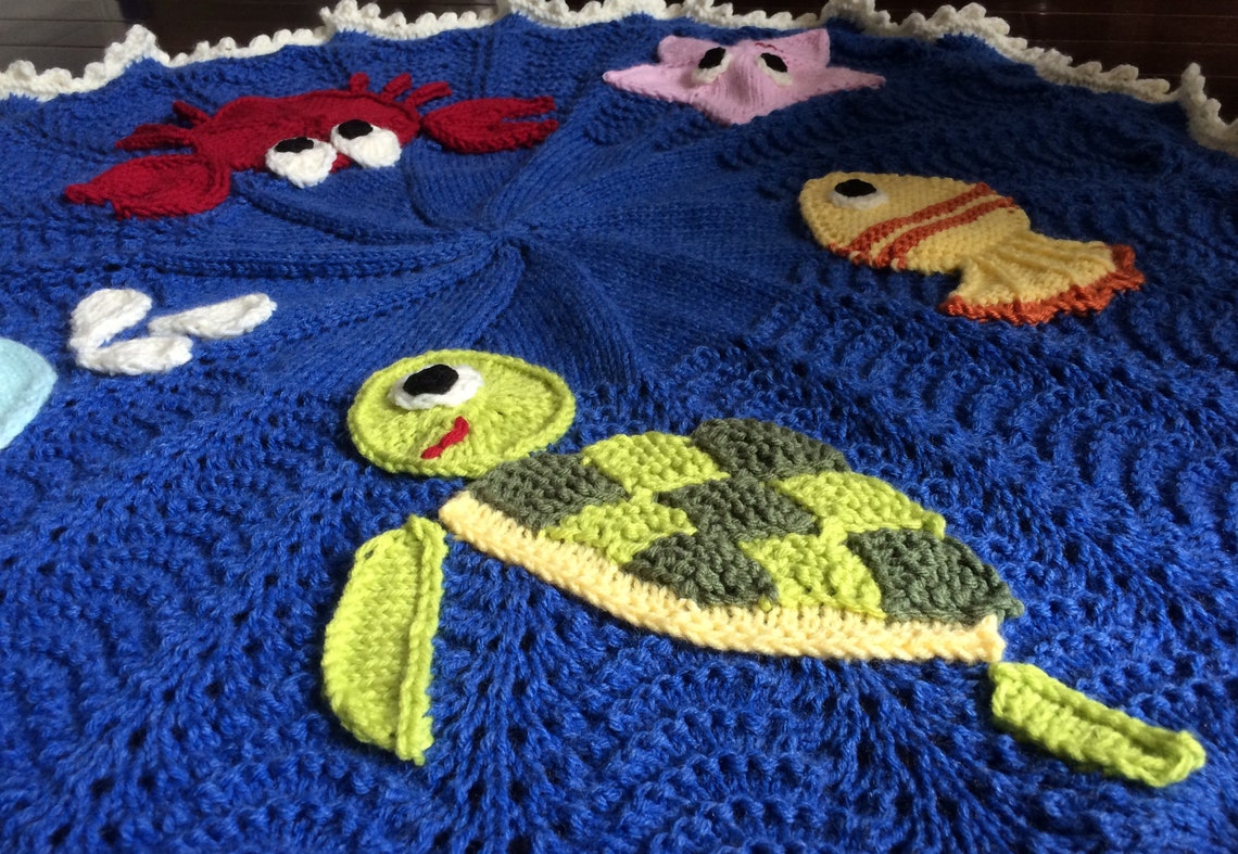 Under the Sea Baby Blanket Knitting Pattern PDF Etsy Canada