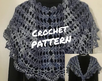 Crescent Shawl with Keyhole and Tie - Crochet Pattern PDF