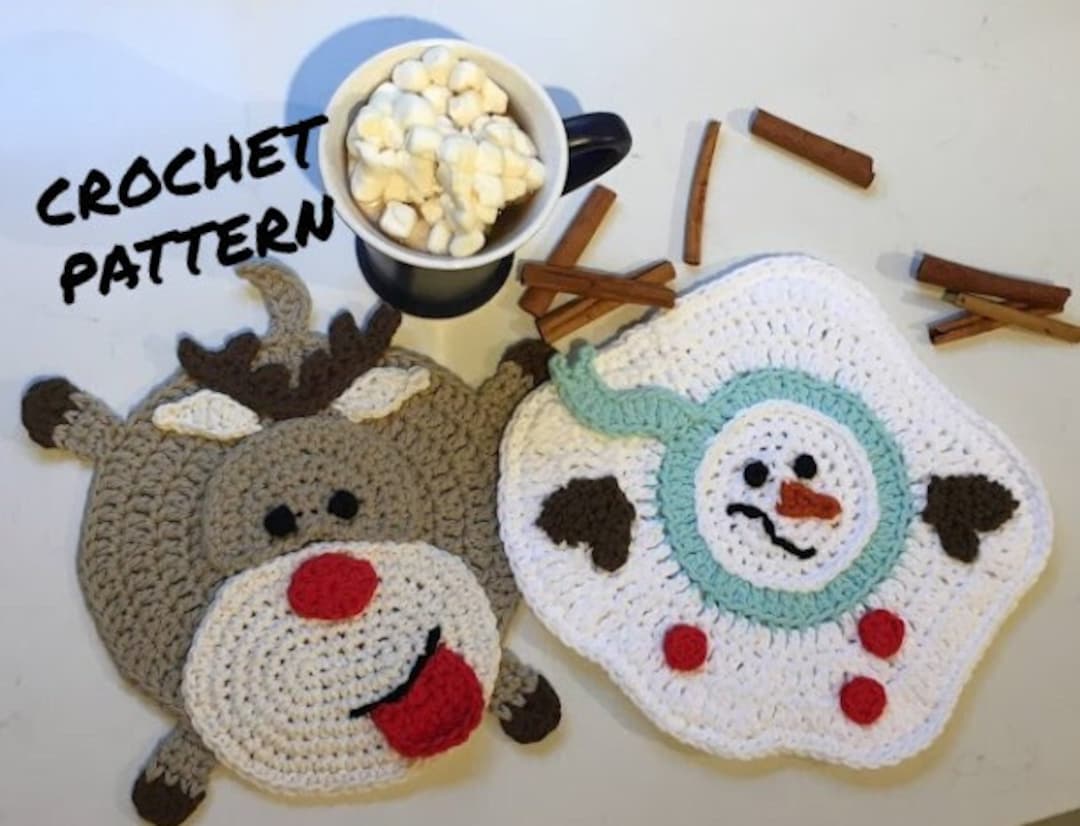Snowman & Reindeer Potholders Crochet Pattern PDF Etsy