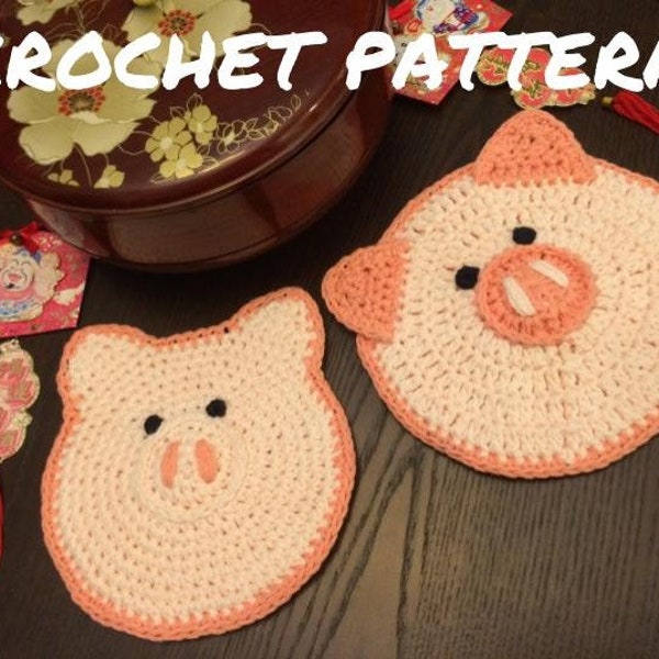 Piggie Potholder Duo - Crochet Pattern PDF