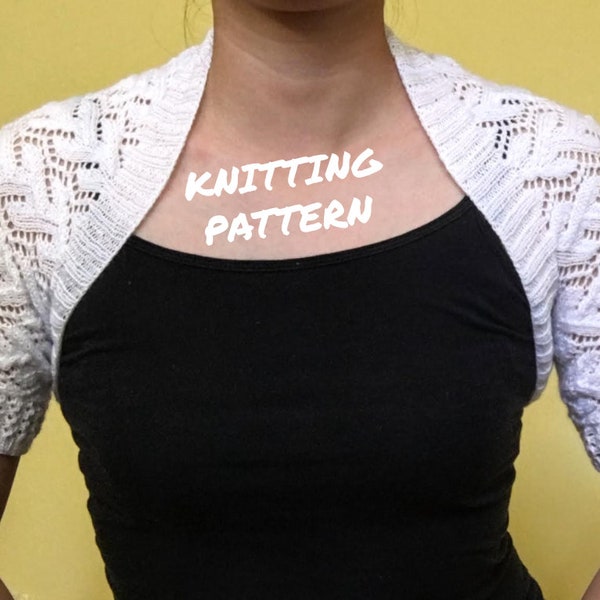 Lace Cabled Vine Shrug - Knitting Pattern PDF