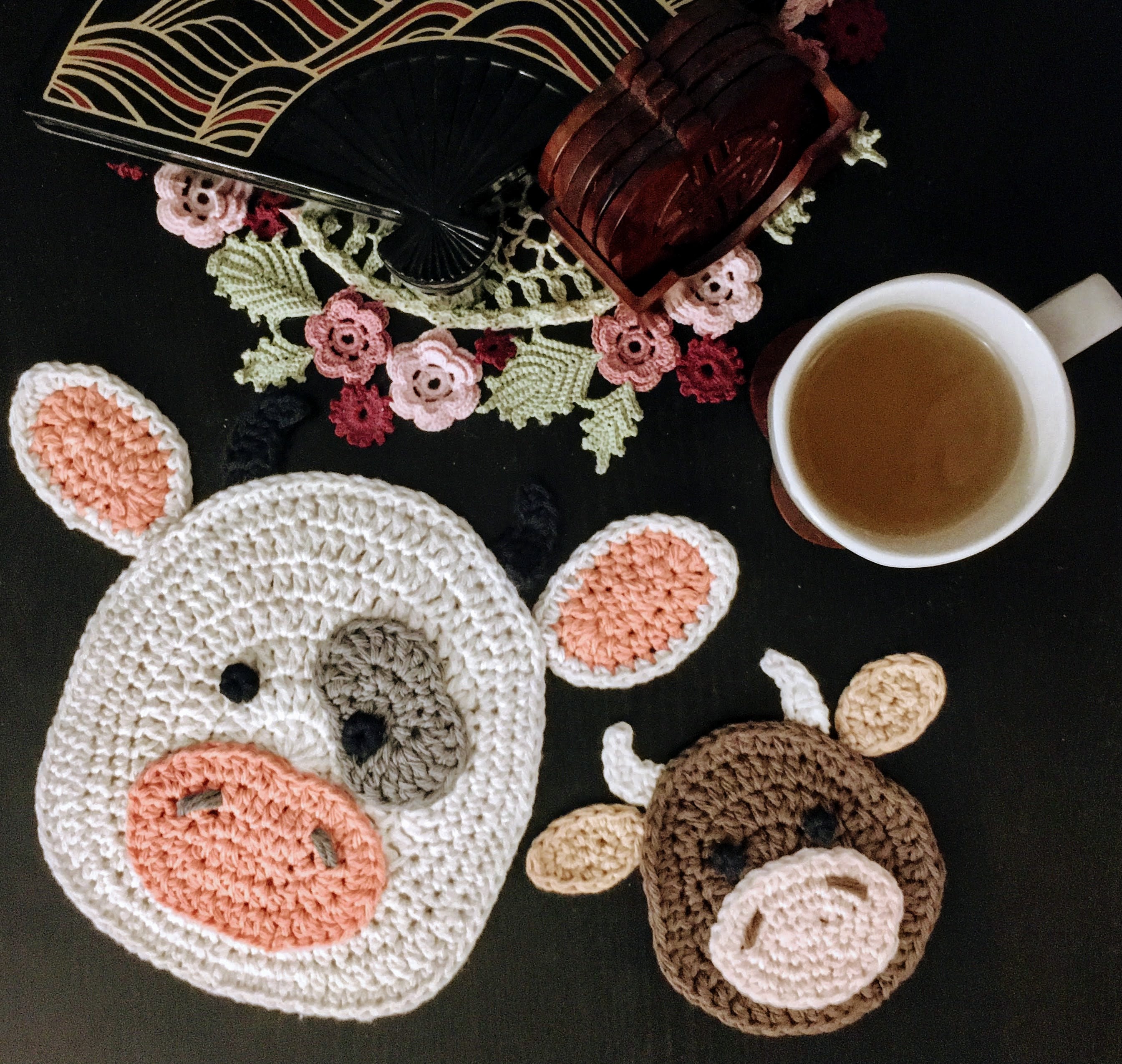 Moomoo Cow Potholder & Coaster Set Crochet Pattern PDF Etsy Canada