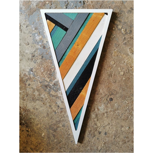 Triangle Wood Wall Art. Boho Wall Art. Geometric Wood Wall Art. Triangle Wall Hanging. Geometric Wall Hanging. Cornish Design. Cornwall Art.