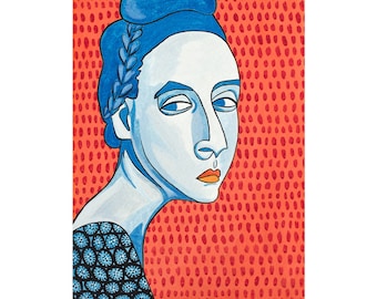 A4 fine art print - 'Blue Stella' - Original artwork by Hana Rubi