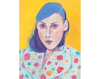 A4 fine art print - ‘Lucy flower coat’ - Original artwork by Hana Rubi