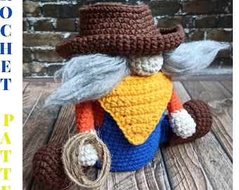 Cowboy gnome crochet pattern Wild West Gnome amigurumi crochet pattern PDF Easy gonk crochet pattern amigurumi toy