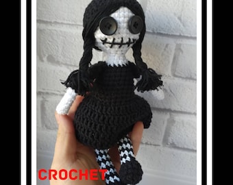 Crochet pattern Gothic doll easy pattern Creepy doll Amigurumi doll Cute pattern Amigurumi gothic doll Halloween pattern