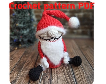 Santa gnome crochet pattern Horror Christmas gnome crochet pattern PDF Easy gonk crochet pattern amigurumi xmas toy