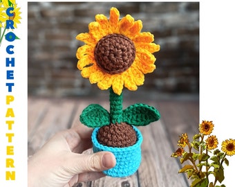 Sunflower crochet pattern Mother day gift PDF tutorial Ukrainian flowers