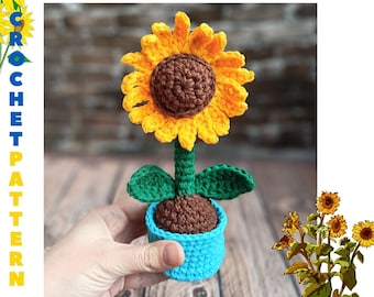 Sunflower crochet pattern Mother day gift PDF tutorial Ukrainian flowers