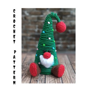 Christmas tree gnome crochet pattern Home decor Gnome xmas crochet pattern PDF Easy Christmas tree pattern DIY Christmas tree toy