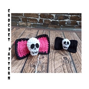 Halloween crochet pattern Skull bow crochet hair bow easy tutorial PDF