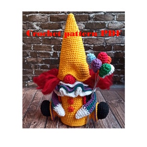 Clown Crochet pattern Creepy gnome tutorial gonk crochet pattern, crochet Clown spooky creepy doll Halloween easy crochet horror monster image 1