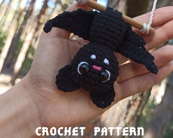 Bat crochet pattern Halloween cute toy Bat on swing Car hanging Halloween home decor pattern tutorial Goth, horror crochet