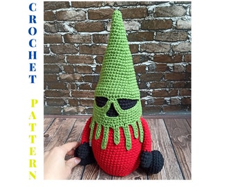 Poisoned Apple Gnome Crochet Pattern: Creepy Halloween Gonk (PDF Pattern)