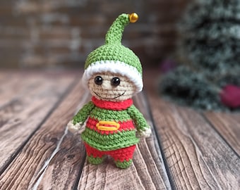 Christmas Elf crochet pattern Little Santa's helper crochet toy cute christmas elf PDF crochet tree ornament pattern tutorial