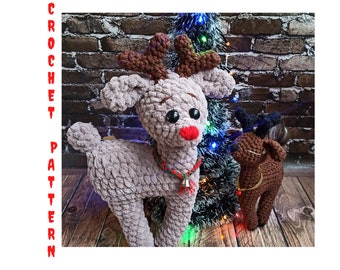 Deer crochet pattern Reindeer Christmas ornaments Crochet easy pattern Reindeer Amigurumi toy pattern PDF crochet tutorial