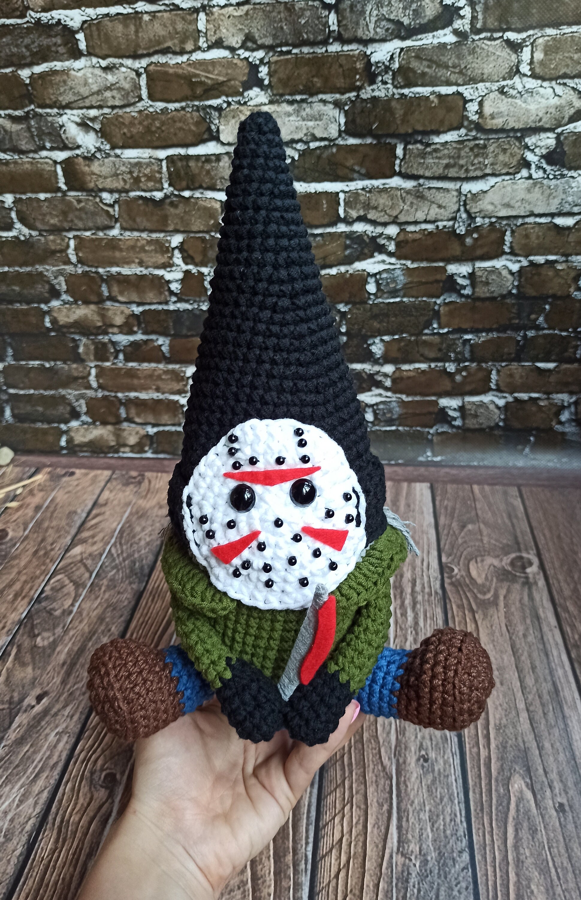 Creepy gnome with machete crochet pattern Horror tutorial gonk Etsy