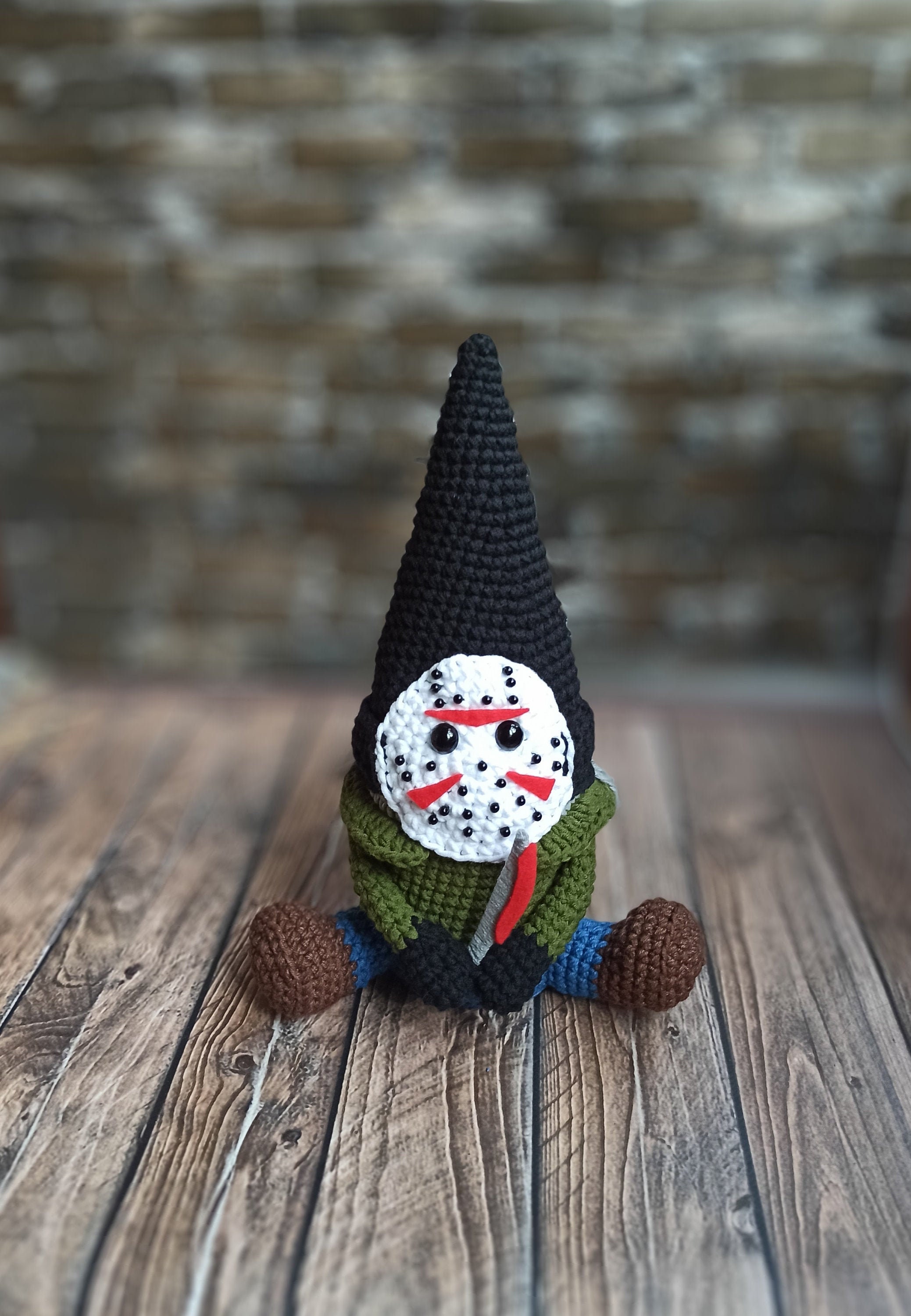 Creepy gnome with machete crochet pattern Horror tutorial gonk Etsy