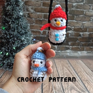 Patrón de muñeco de nieve a crochet: Adorno navideño para coche (Patrón PDF)