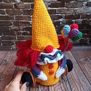 Clown Crochet pattern Creepy gnome tutorial gonk crochet pattern, crochet Clown spooky creepy doll Halloween easy crochet horror monster image 2