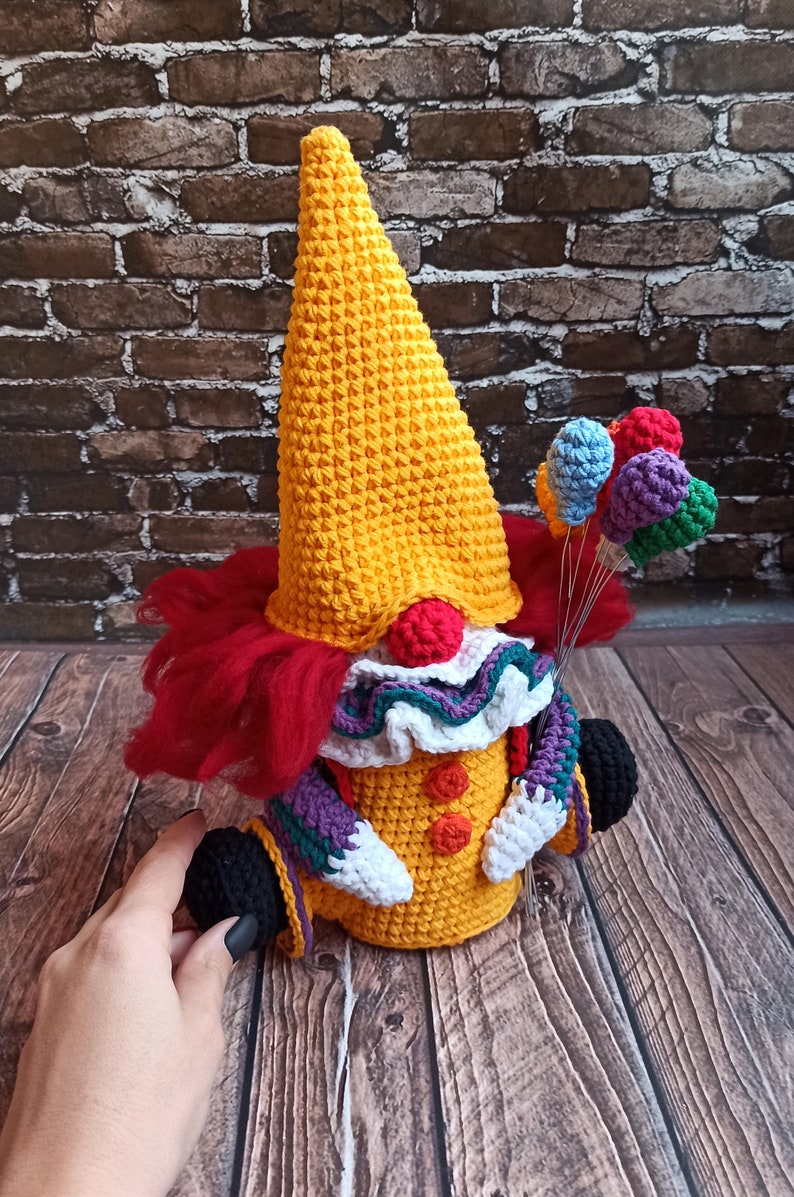 Clown Crochet pattern Creepy gnome tutorial gonk crochet pattern, crochet Clown spooky creepy doll Halloween easy crochet horror monster image 2